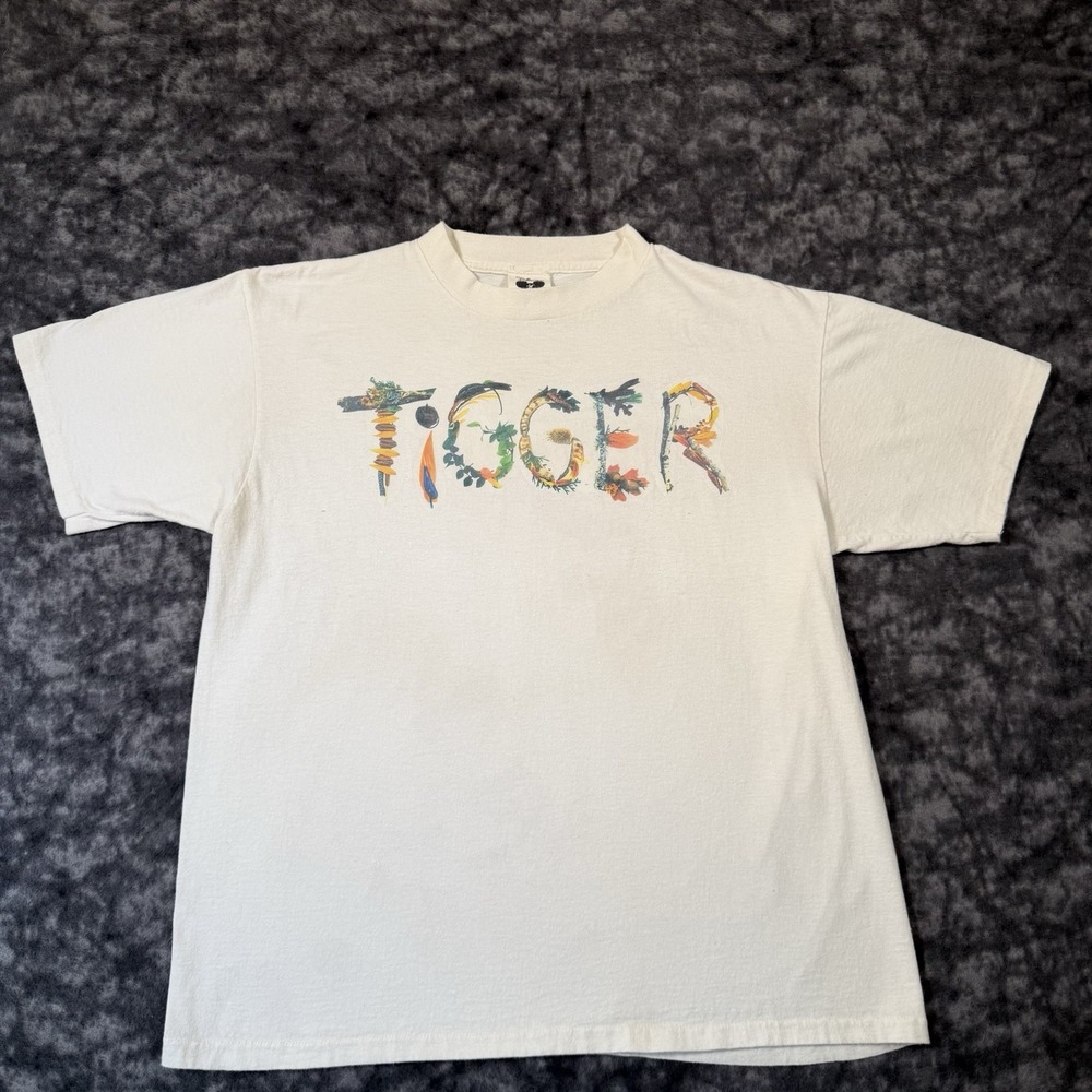 Vintage Disney Originals Tigger Spell Out TShirt Mens S/M USA Made 90s Beige